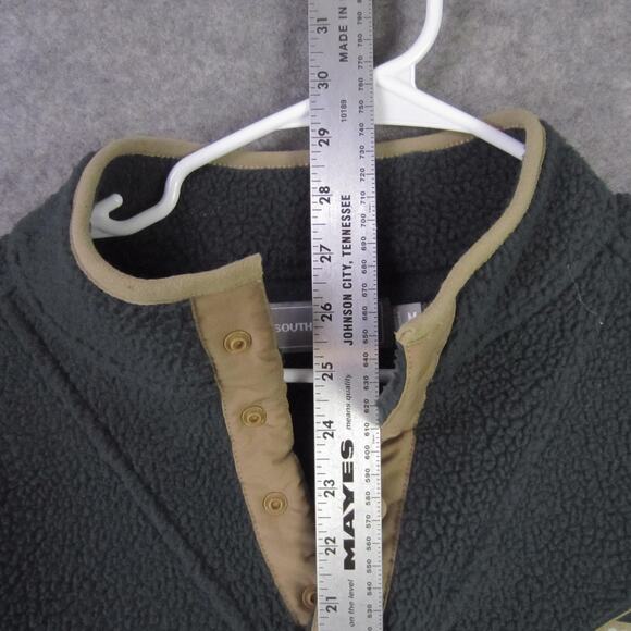 Southern Shirt Pullover Mens Medium Green Fleece Quarter Snap Sherpa Sweater - Picture 3 of 6